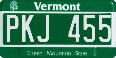 VT license plate PKJ455