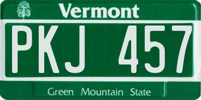 VT license plate PKJ457