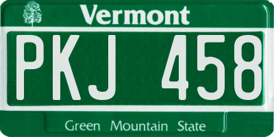 VT license plate PKJ458