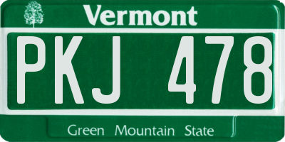 VT license plate PKJ478