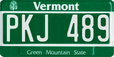 VT license plate PKJ489