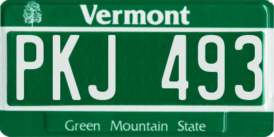 VT license plate PKJ493