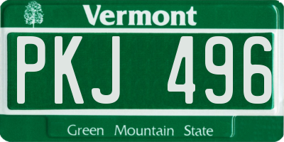 VT license plate PKJ496