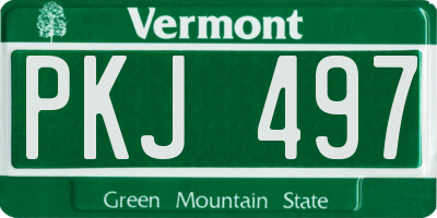 VT license plate PKJ497