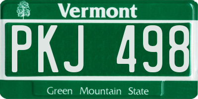 VT license plate PKJ498