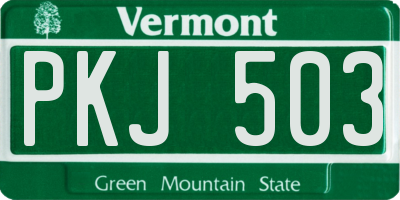 VT license plate PKJ503