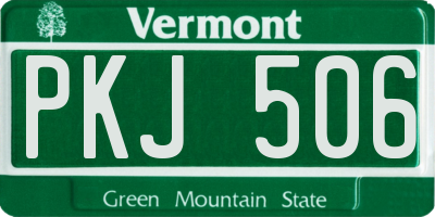VT license plate PKJ506