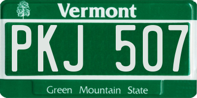 VT license plate PKJ507