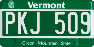 VT license plate PKJ509
