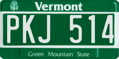 VT license plate PKJ514