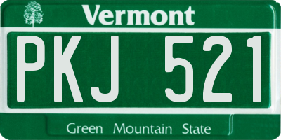 VT license plate PKJ521