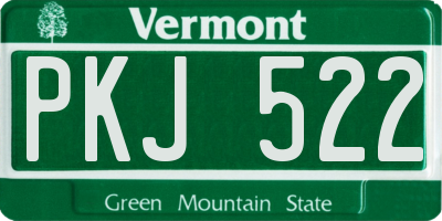 VT license plate PKJ522