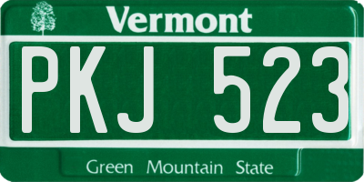 VT license plate PKJ523