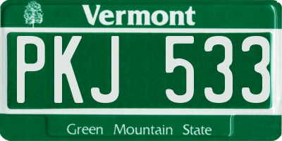 VT license plate PKJ533