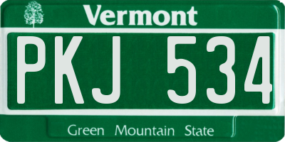 VT license plate PKJ534