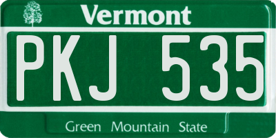 VT license plate PKJ535