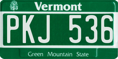 VT license plate PKJ536