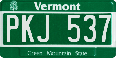VT license plate PKJ537