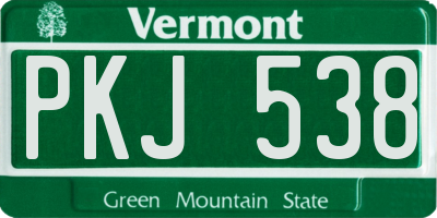VT license plate PKJ538