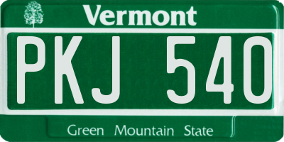 VT license plate PKJ540