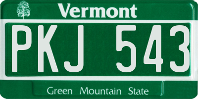 VT license plate PKJ543