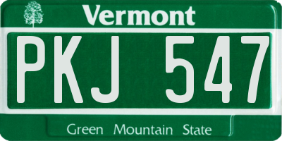 VT license plate PKJ547