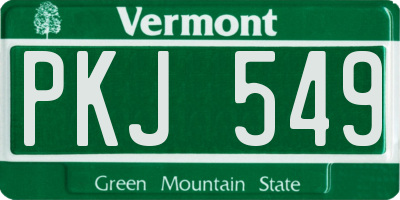VT license plate PKJ549