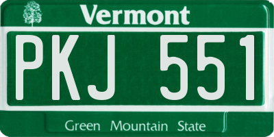 VT license plate PKJ551