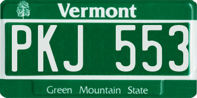 VT license plate PKJ553