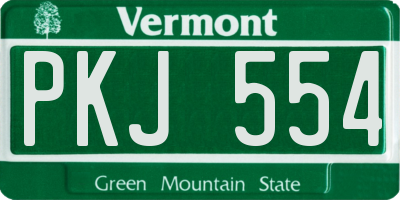VT license plate PKJ554