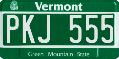 VT license plate PKJ555