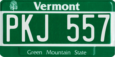 VT license plate PKJ557