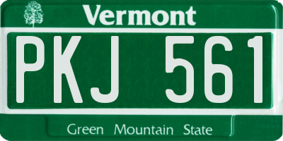 VT license plate PKJ561