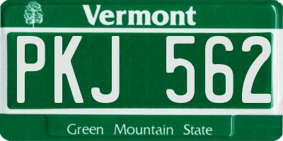 VT license plate PKJ562
