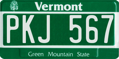 VT license plate PKJ567