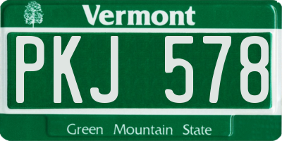 VT license plate PKJ578
