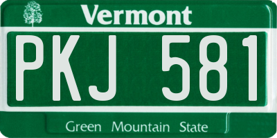 VT license plate PKJ581