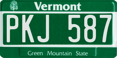 VT license plate PKJ587