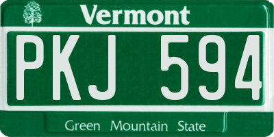 VT license plate PKJ594