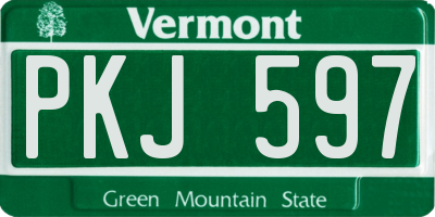 VT license plate PKJ597
