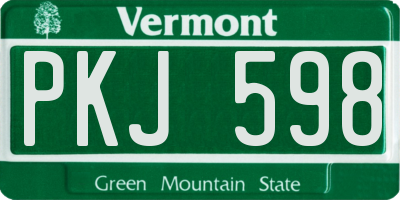 VT license plate PKJ598