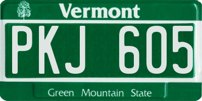 VT license plate PKJ605