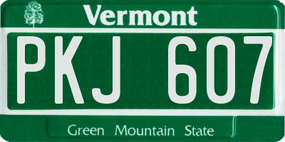 VT license plate PKJ607
