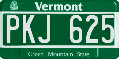 VT license plate PKJ625