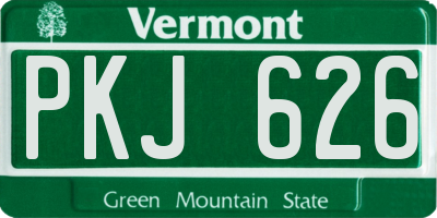 VT license plate PKJ626