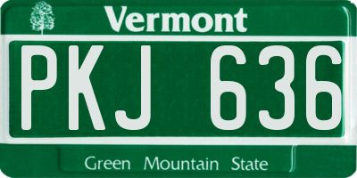VT license plate PKJ636