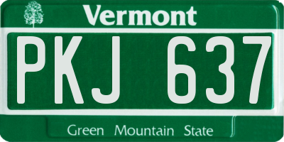 VT license plate PKJ637