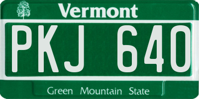 VT license plate PKJ640