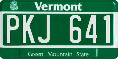VT license plate PKJ641
