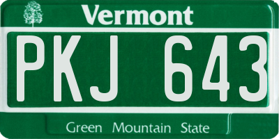 VT license plate PKJ643